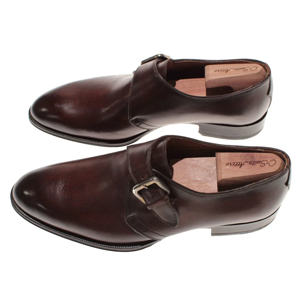 Pastori NWB Single Monk Strap Dress Shoes Size 9 US in Whiskey Brown Leather
